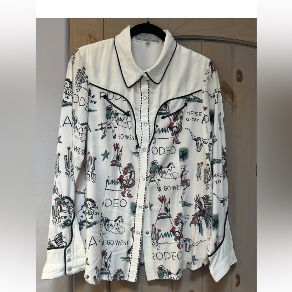 Double D Ranch Cream Button-Up Shirt pearl snaps. NEVER WORN